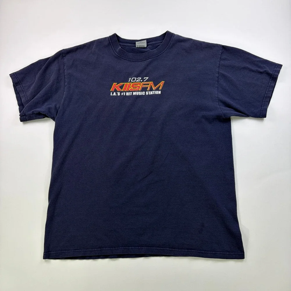 Anvil 102.7 KIIS FM Graphic T-Shirt Mens L Indigo LA Radio Station Vintage Style